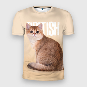 Мужская футболка 3D Slim с принтом Котенок  британец , 100% полиэстер с улучшенными характеристиками | приталенный силуэт, круглая горловина, широкие плечи, сужается к линии бедра | Тематика изображения на принте: british cat | английская кошка | британец | британская вислоухая кошка | британская кошка | британский кот | вислоухий британец | вислоухий котенок британец | кот британец | котенок британец