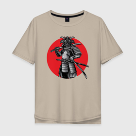 Мужская футболка хлопок Oversize с принтом GHOST OF TSUSHIMA Sucker Punch в Белгороде, 100% хлопок | свободный крой, круглый ворот, “спинка” длиннее передней части | ghost | tsushima | воин | игра | китай | самурай
