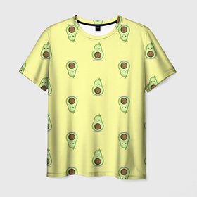 Мужская футболка 3D с принтом Авокадики паттерн в Кировске, 100% полиэфир | прямой крой, круглый вырез горловины, длина до линии бедер | Тематика изображения на принте: авокадики | авокадики паттерн | авокадо | авокадо милашка | желтый | зеленый | милашка | милое | милый | паттерн