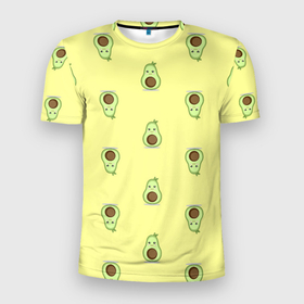 Мужская футболка 3D Slim с принтом Авокадики паттерн в Петрозаводске, 100% полиэстер с улучшенными характеристиками | приталенный силуэт, круглая горловина, широкие плечи, сужается к линии бедра | Тематика изображения на принте: авокадики | авокадики паттерн | авокадо | авокадо милашка | желтый | зеленый | милашка | милое | милый | паттерн