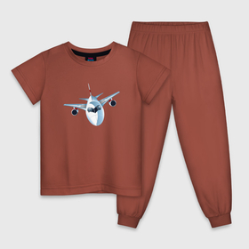 Детская пижама хлопок с принтом Крутой вираж в Новосибирске, 100% хлопок |  брюки и футболка прямого кроя, без карманов, на брюках мягкая резинка на поясе и по низу штанин
 | airplane | pilot | авиация | пилот | самолет
