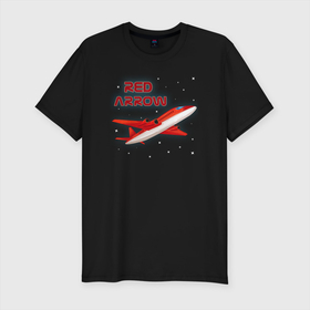 Мужская футболка хлопок Slim с принтом Красная Стрела Airplane в Курске, 92% хлопок, 8% лайкра | приталенный силуэт, круглый вырез ворота, длина до линии бедра, короткий рукав | авиация | звезды | красная стрела | пилот | самолет