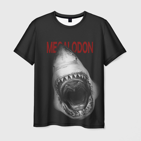 Мужская футболка 3D с принтом Гигантская акула в Тюмени, 100% полиэфир | прямой крой, круглый вырез горловины, длина до линии бедер | акула | вымершая акула | гигантская акула | мегалодон | надпись | рот
