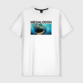 Мужская футболка хлопок Slim с принтом Древняя акула Мегаладон в Курске, 92% хлопок, 8% лайкра | приталенный силуэт, круглый вырез ворота, длина до линии бедра, короткий рукав | 