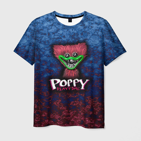 Мужская футболка 3D с принтом Poppy playtime Haggy Waggy Хагги Вагги Поппи плейтайм в Тюмени, 100% полиэфир | прямой крой, круглый вырез горловины, длина до линии бедер | haggy waggy | poppy playtime game | поппи плейтайм | розовый | синий | хагги вагги
