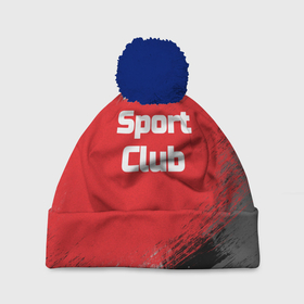 Шапка 3D c помпоном с принтом Sport Club Спортивный клуб в Белгороде, 100% полиэстер | универсальный размер, печать по всей поверхности изделия | sport | sport club | красный серый | спортивный | черный