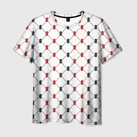 Мужская футболка 3D с принтом Куфия   чёрно красный узор в арабском стиле куфия , 100% полиэфир | прямой крой, круглый вырез горловины, длина до линии бедер | арабский | куфия | орнамент | паттерн | узор