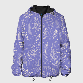 Мужская куртка 3D с принтом Цветы и Листья На Фиолетовом Фоне , ткань верха — 100% полиэстер, подклад — флис | прямой крой, подол и капюшон оформлены резинкой с фиксаторами, два кармана без застежек по бокам, один большой потайной карман на груди. Карман на груди застегивается на липучку | flowers | nature | purple | summer | букет | лето | листва | листья | природа | растение | фиолетовый | флора | цветы