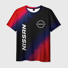 Мужская футболка 3D с принтом Nissan Красный Карбон в Петрозаводске, 100% полиэфир | прямой крой, круглый вырез горловины, длина до линии бедер | auto | brand | logo | nissan | nissan carbon | nissan карбон | symbol | авто | бренд | лого | ниссан | полосы | символ