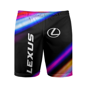Мужские шорты спортивные с принтом Lexus Speed Lights в Курске,  |  | auto | brand | lexus | lexus speed | logo | paint | symbol | авто | бренд | брызги | краска | лексус | лого | символ