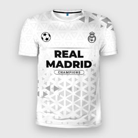 Мужская футболка 3D Slim с принтом Real Madrid Champions Униформа , 100% полиэстер с улучшенными характеристиками | приталенный силуэт, круглая горловина, широкие плечи, сужается к линии бедра | club | football | logo | real | real madrid | клуб | краска | краски | лого | мяч | реал | реал мадрид | символ | спорт | форма | футбол | футболист | футболисты | футбольный