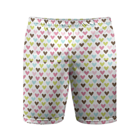 Мужские шорты спортивные с принтом Разноцветные светлые сердечки ,  |  | абстрактные | абстракция | геометрия | классика | классические | нейтральные | спокойные | узор | узоры