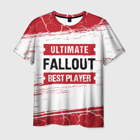 Мужская футболка 3D с принтом Fallout: красные таблички Best Player и Ultimate в Петрозаводске, 100% полиэфир | прямой крой, круглый вырез горловины, длина до линии бедер | fallout | logo | ultimate | игра | игры | краска | лого | логотип | символ | фаллаут