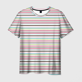Мужская футболка 3D с принтом Полоски светлые на белом фоне в Белгороде, 100% полиэфир | прямой крой, круглый вырез горловины, длина до линии бедер | абстрактные | абстракция | геометрия | классика | классические | нейтральные | спокойные | узор | узоры