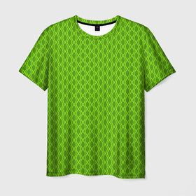 Мужская футболка 3D с принтом Зеленые ячейки текстура в Екатеринбурге, 100% полиэфир | прямой крой, круглый вырез горловины, длина до линии бедер | абстрактные | абстракция | геометрия | классика | классические | нейтральные | спокойные | узор | узоры