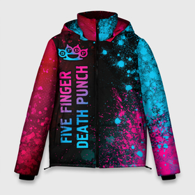 Мужская зимняя куртка 3D с принтом Five Finger Death Punch Neon Gradient в Белгороде, верх — 100% полиэстер; подкладка — 100% полиэстер; утеплитель — 100% полиэстер | длина ниже бедра, свободный силуэт Оверсайз. Есть воротник-стойка, отстегивающийся капюшон и ветрозащитная планка. 

Боковые карманы с листочкой на кнопках и внутренний карман на молнии. | Тематика изображения на принте: 