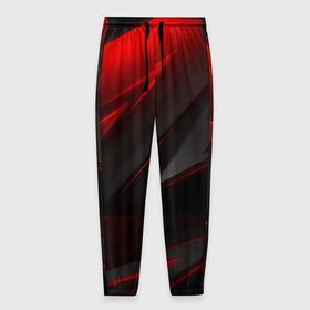 Мужские брюки 3D с принтом Red and Black Geometry в Кировске, 100% полиэстер | манжеты по низу, эластичный пояс регулируется шнурком, по бокам два кармана без застежек, внутренняя часть кармана из мелкой сетки | 3d | 3д | black | red | texture | геометрия | красно синее | красно черный | красный | синий | текстуры | фигуры | черный