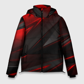 Мужская зимняя куртка 3D с принтом Red and Black Geometry в Белгороде, верх — 100% полиэстер; подкладка — 100% полиэстер; утеплитель — 100% полиэстер | длина ниже бедра, свободный силуэт Оверсайз. Есть воротник-стойка, отстегивающийся капюшон и ветрозащитная планка. 

Боковые карманы с листочкой на кнопках и внутренний карман на молнии. | 3d | 3д | black | red | texture | геометрия | красно синее | красно черный | красный | синий | текстуры | фигуры | черный