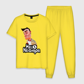 Мужская пижама хлопок с принтом Hello Neighbor | Привет сосед Ник Рот , 100% хлопок | брюки и футболка прямого кроя, без карманов, на брюках мягкая резинка на поясе и по низу штанин
 | hello neighbor | видеоигра | игра | ник рот | привет сосед | сосед | теодор питерсон