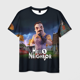 Мужская футболка 3D с принтом Hello Neighbor | игра Привет сосед в Санкт-Петербурге, 100% полиэфир | прямой крой, круглый вырез горловины, длина до линии бедер | hello neighbor | видеоигра | игра | привет сосед | сосед | теодор питерсон