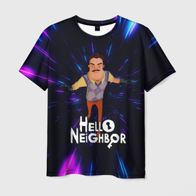 Мужская футболка 3D с принтом Hello Neighbor | Привет сосед | Бегущий сосед в Екатеринбурге, 100% полиэфир | прямой крой, круглый вырез горловины, длина до линии бедер | hello neighbor | видеоигра | игра | ник рот | привет сосед | сосед | теодор питерсон