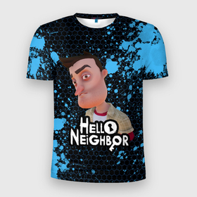 Мужская футболка 3D Slim с принтом Hello Neighbor | Привет сосед | Ник Рот в Петрозаводске, 100% полиэстер с улучшенными характеристиками | приталенный силуэт, круглая горловина, широкие плечи, сужается к линии бедра | hello neighbor | видеоигра | игра | ник рот | привет сосед | сосед | теодор питерсон