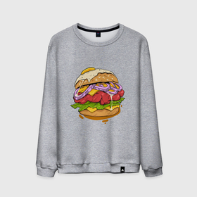 Мужской свитшот хлопок с принтом Наимощнейший бургер , 100% хлопок |  | Тематика изображения на принте: арт | вкусно и точка | вредная еда | гамбургер | иллюстрация | кфс | макдональдс