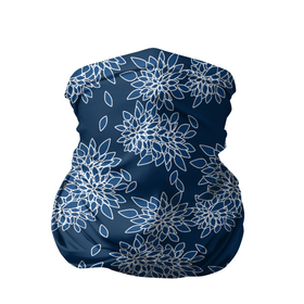 Бандана-труба 3D с принтом Темно синий цветочный узор pattern в Екатеринбурге, 100% полиэстер, ткань с особыми свойствами — Activecool | плотность 150‒180 г/м2; хорошо тянется, но сохраняет форму | Тематика изображения на принте: dark blue | floral | pattern | синий | темно синий | цветочный узор