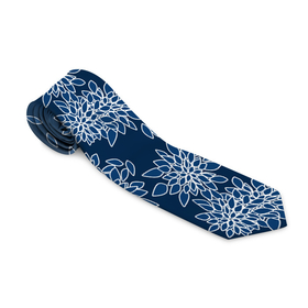 Галстук 3D с принтом Темно синий цветочный узор pattern в Курске, 100% полиэстер | Длина 148 см; Плотность 150-180 г/м2 | Тематика изображения на принте: dark blue | floral | pattern | синий | темно синий | цветочный узор