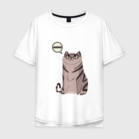 Мужская футболка хлопок Oversize с принтом Сиамский МЯУ в Тюмени, 100% хлопок | свободный крой, круглый ворот, “спинка” длиннее передней части | cat | meow | pussy | siamese | киса | кися | котик | котэ | кошка | кошки | мяу | сиам | сиамская | сиамский