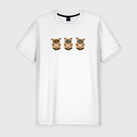 Мужская футболка хлопок Slim с принтом Сиамы в коробочках в Тюмени, 92% хлопок, 8% лайкра | приталенный силуэт, круглый вырез ворота, длина до линии бедра, короткий рукав | cat | pussy | siamese | киса | кися | котик | котэ | кошка | кошки | сиам | сиамская | сиамский