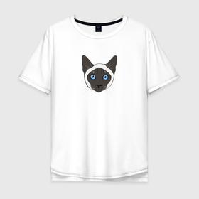 Мужская футболка хлопок Oversize с принтом Сиамский котик в Тюмени, 100% хлопок | свободный крой, круглый ворот, “спинка” длиннее передней части | cat | pussy | siamese | киса | кися | котик | котэ | кошка | кошки | сиам | сиамская | сиамский