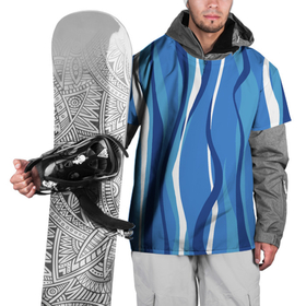 Накидка на куртку 3D с принтом Синие и белые волны в Новосибирске, 100% полиэстер |  | Тематика изображения на принте: абстракция | вода | волны | мода | полосы | тренд