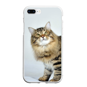 Чехол для iPhone 7Plus/8 Plus матовый с принтом Сибирский полосатый кот в Курске, Силикон | Область печати: задняя сторона чехла, без боковых панелей | Тематика изображения на принте: 