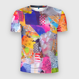 Мужская футболка 3D Slim с принтом Patchwork quilt   Fashion trend в Екатеринбурге, 100% полиэстер с улучшенными характеристиками | приталенный силуэт, круглая горловина, широкие плечи, сужается к линии бедра | abstraction | color | fashion | patchwork quilt | абстракция | мода | одеяло | цвет