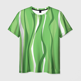 Мужская футболка 3D с принтом Водоросли в Кировске, 100% полиэфир | прямой крой, круглый вырез горловины, длина до линии бедер | абстракция | водоросли | волны | мода | полосы | тренд