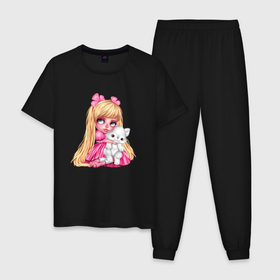 Мужская пижама хлопок с принтом Маленькая  принцесса , 100% хлопок | брюки и футболка прямого кроя, без карманов, на брюках мягкая резинка на поясе и по низу штанин
 | девочка | детский | крылья | милая | ребенок