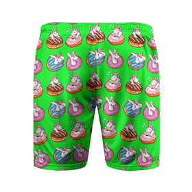 Мужские шорты спортивные с принтом UNICORN AND DONUT в Санкт-Петербурге,  |  | cute | pattern | детские картинки | единорог | милый | пончик | узор | цветной