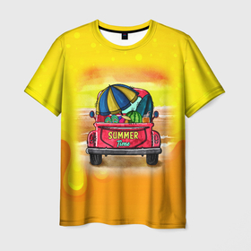 Мужская футболка 3D с принтом Summer time  Пикап с арбузами в Санкт-Петербурге, 100% полиэфир | прямой крой, круглый вырез горловины, длина до линии бедер | арбузы | жара | летнее | летнее время | лето | фрукты