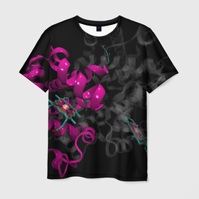 Мужская футболка 3D с принтом Абстрактные 3D молекулы и соединения   Розовый в Курске, 100% полиэфир | прямой крой, круглый вырез горловины, длина до линии бедер | 3d | abstraction | art | artwork | atoms | colorful | colors | dark | darkness | graphics | molecules | patterns | surrealism | sweethuman | sweethumen | абстракция | арт | атомы | графика | искусство | молекулы | разноцветный | сюрреализм | темнота | тьм