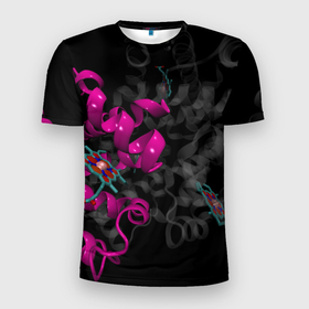 Мужская футболка 3D Slim с принтом Абстрактные 3D молекулы и соединения   Розовый , 100% полиэстер с улучшенными характеристиками | приталенный силуэт, круглая горловина, широкие плечи, сужается к линии бедра | 3d | abstraction | art | artwork | atoms | colorful | colors | dark | darkness | graphics | molecules | patterns | surrealism | sweethuman | sweethumen | абстракция | арт | атомы | графика | искусство | молекулы | разноцветный | сюрреализм | темнота | тьм