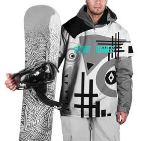 Накидка на куртку 3D с принтом SPORT GAMES черно белый абстрактный узор , 100% полиэстер |  | sport games | абстрактный узор | современный | спортивные игры | черно белый
