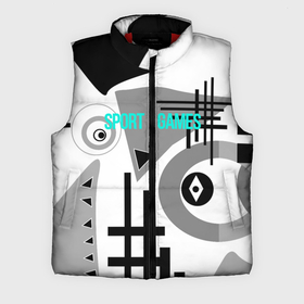 Мужской жилет утепленный 3D с принтом SPORT GAMES черно белый абстрактный узор в Белгороде,  |  | sport games | абстрактный узор | современный | спортивные игры | черно белый