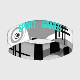 Повязка на голову 3D с принтом SPORT GAMES черно белый абстрактный узор в Тюмени,  |  | sport games | абстрактный узор | современный | спортивные игры | черно белый
