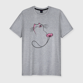 Мужская футболка хлопок Slim с принтом Загадайте  желание в Екатеринбурге, 92% хлопок, 8% лайкра | приталенный силуэт, круглый вырез ворота, длина до линии бедра, короткий рукав | cat | котенок | котики | коты | кошки