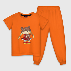 Детская пижама хлопок с принтом GIRL WITH A TEDDY BEAR в Петрозаводске, 100% хлопок |  брюки и футболка прямого кроя, без карманов, на брюках мягкая резинка на поясе и по низу штанин
 | Тематика изображения на принте: baby | charming | cute | funny | happy | heart | love | red | toy | девочка | забавный | игрушка | красный | любовь | милый | очаровательный | плюшевый мишка | ребенок | сердце | счастливый