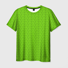 Мужская футболка 3D с принтом Зеленые волнистые узоры в Новосибирске, 100% полиэфир | прямой крой, круглый вырез горловины, длина до линии бедер | абстрактные | абстракция | геометрия | классика | классические | нейтральные | спокойные | узор | узоры
