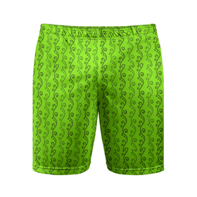 Мужские шорты спортивные с принтом Зеленые узоры в виде листочков в Екатеринбурге,  |  | абстрактные | абстракция | геометрия | классика | классические | нейтральные | спокойные | узор | узоры