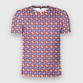 Мужская футболка 3D Slim с принтом Геометрический  паттерн в Новосибирске, 100% полиэстер с улучшенными характеристиками | приталенный силуэт, круглая горловина, широкие плечи, сужается к линии бедра | абстрактные | абстракция | геометрия | классика | классические | нейтральные | спокойные | узор | узоры