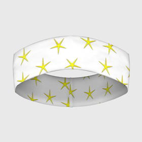 Повязка на голову 3D с принтом Золотые звезды на белом фоне в Курске,  |  | геометрия | желтый | звезды | золотой | несимметричный | узор